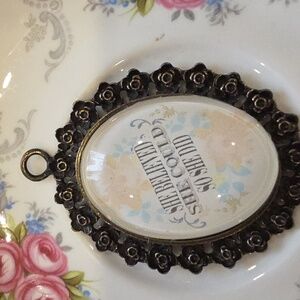 Plunder Black Floral Pendant with Inspirational Quote